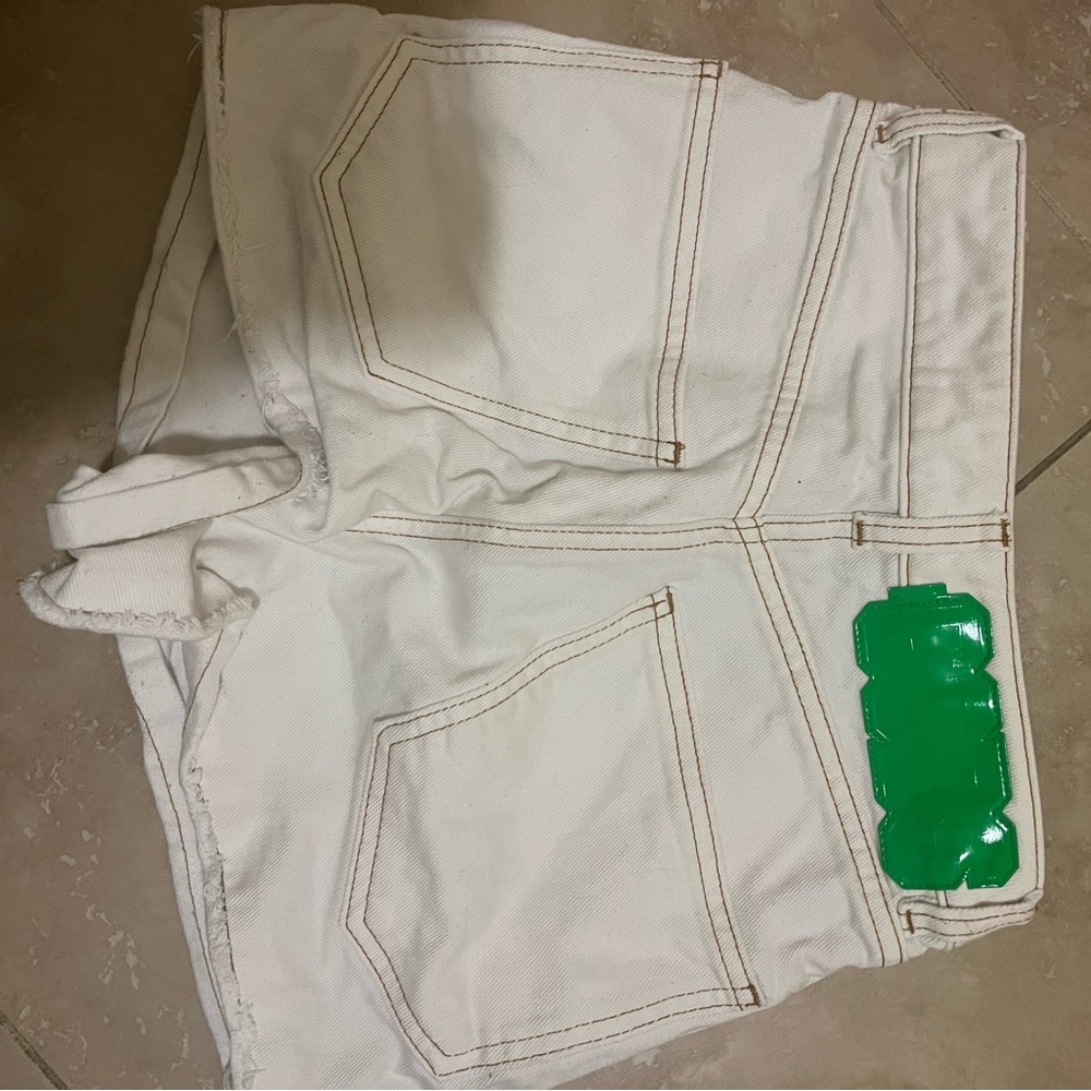 GCDS white denim shorts